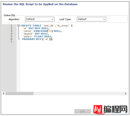 预览创建数据表的SQL脚本