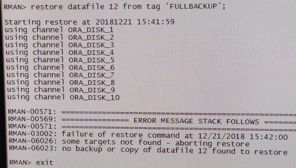 RMAN duplicate恢复数据库报错RMAN-06054问题处理