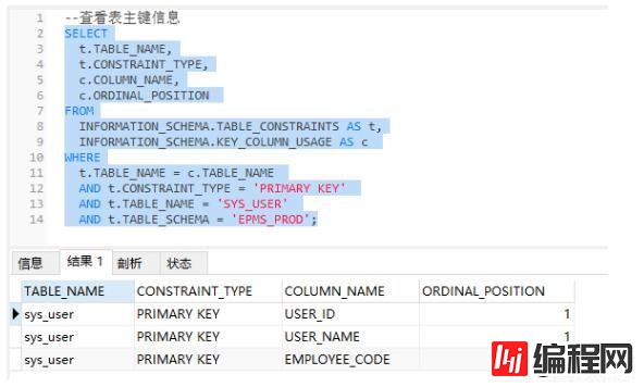 MySQL数据库中怎么获取库中无主键的表