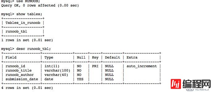 MySQL创建数据表的指令
