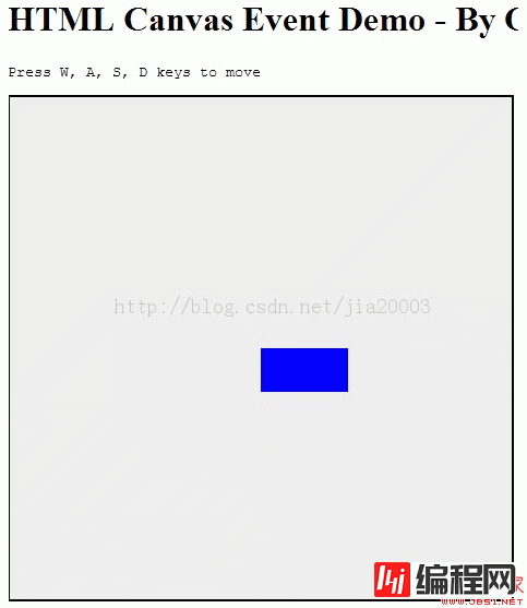 HTML5 Canvas鼠标与键盘事件demo的示例分析
