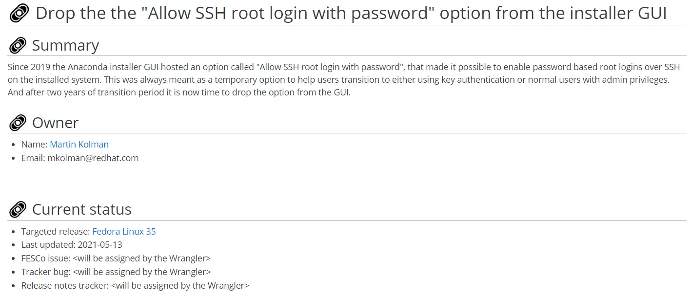 Fedora35取消“允许用密码登录SSH Root”安装程序选项的示例分析