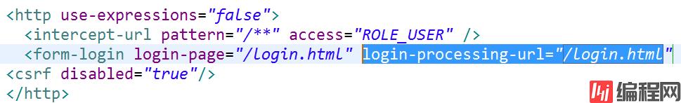 在Spring Security中删除配置login-processing-url="/login.html"即可