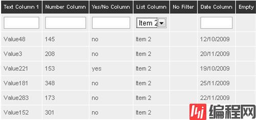 jQuery Table