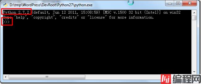 opened python shell command line