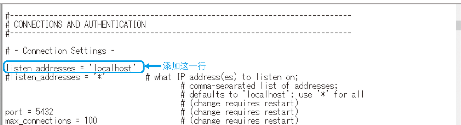 添加“listen_addresses =