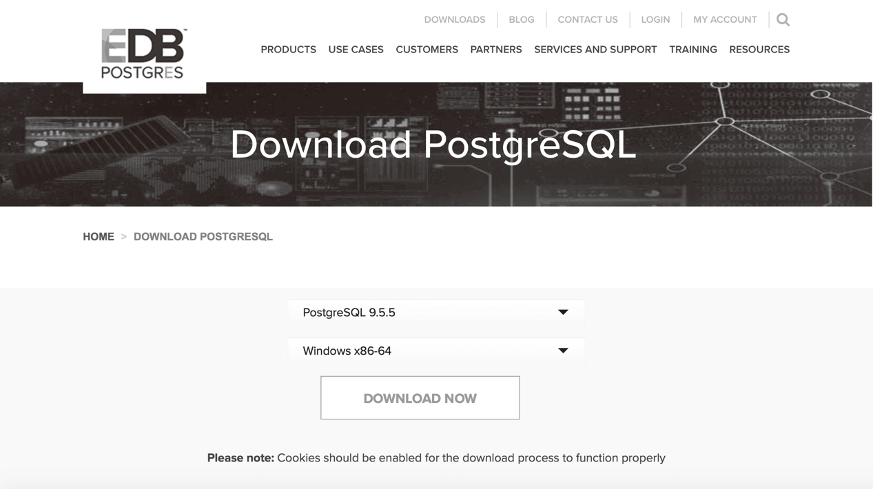 下载面向 Windows 的 PostgreSQL 安装程序